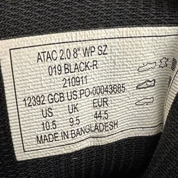 5.11 Tactical ATAC 2.0 8" Waterproof Side Zip Boots Mens Size 10.5 Black - Picture 11 of 11